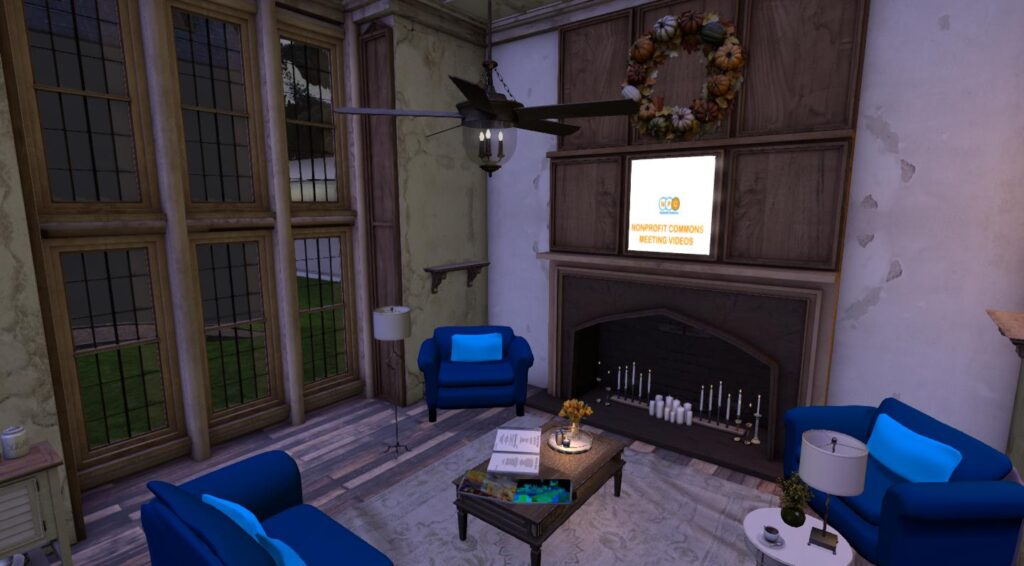 NPC CVL Lounge with Updated Color Scheme furniture and video player